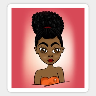 Cute black girl digital art Sticker